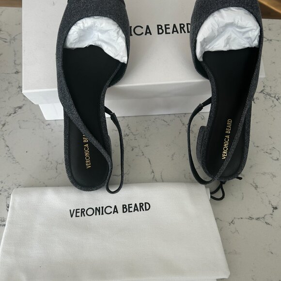 NWT - Veronica Beard, Cecile Denim Cap-Toe Slingback, Size 8 - Picture 6 of 10